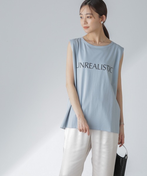 Odub（オーダブ）の「Odub/別注 ノースリーブＴ（Tシャツ/カットソー・レディース・グレー/サックスブルー/ホワイト・FREE）」の2枚目の写真