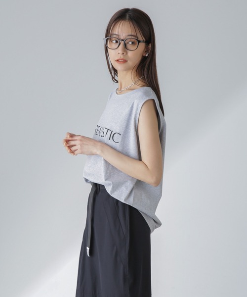 Odub（オーダブ）の「Odub/別注 ノースリーブＴ（Tシャツ/カットソー・レディース・グレー/サックスブルー/ホワイト・FREE）」の4枚目の写真