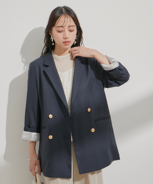 VIS ダブルテーラードジャケット ネイビー VIS（ビス）の「【セットアップ対応】ダブルテーラードジャケット