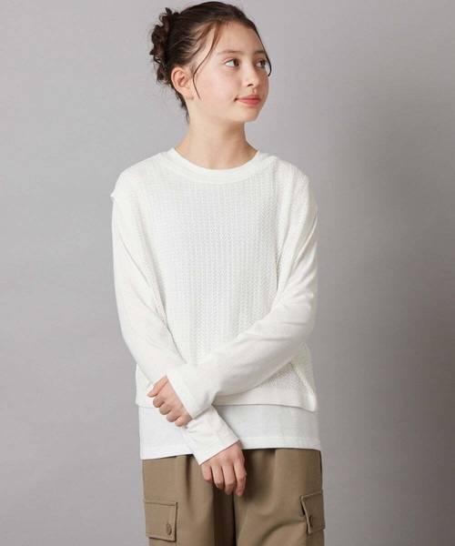a.v.v（アーヴェヴェ）の「[140-150]【2点セット】メッシュベストセット（ニット/セーター・キッズ・ライトグレー/ホワイト/ブラック・150/140）」の5枚目の写真