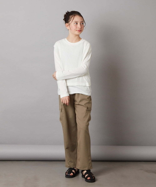 a.v.v（アーヴェヴェ）の「[140-150]【2点セット】メッシュベストセット（ニット/セーター・キッズ・ライトグレー/ホワイト/ブラック・150/140）」の10枚目の写真