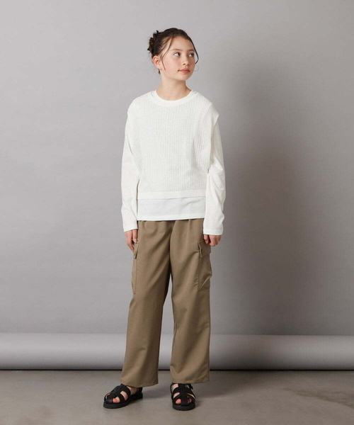 a.v.v（アーヴェヴェ）の「[140-150]【2点セット】メッシュベストセット（ニット/セーター・キッズ・ライトグレー/ホワイト/ブラック・150/140）」の11枚目の写真