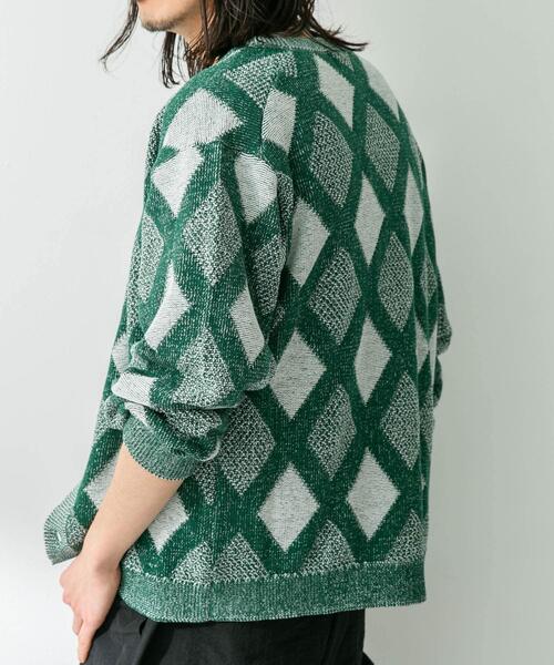 URBAN RESEARCH Sonny Label(アーバンリサーチサニーレーベル)の「ジャガードVネックニットカーディガン(カーディガン/ボレロ・メンズ・ボルドー/グリーン/オフホワイト・MEDIUM/LARGE)」の19枚目の写真