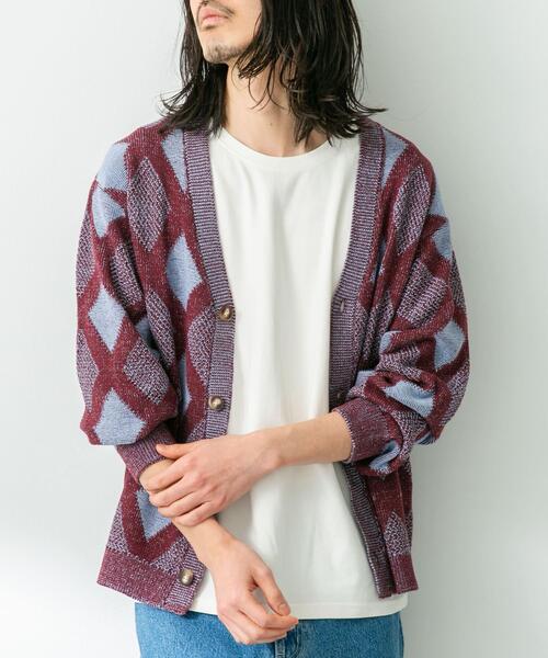 URBAN RESEARCH Sonny Label(アーバンリサーチサニーレーベル)の「ジャガードVネックニットカーディガン(カーディガン/ボレロ・メンズ・ボルドー/グリーン/オフホワイト・MEDIUM/LARGE)」の13枚目の写真