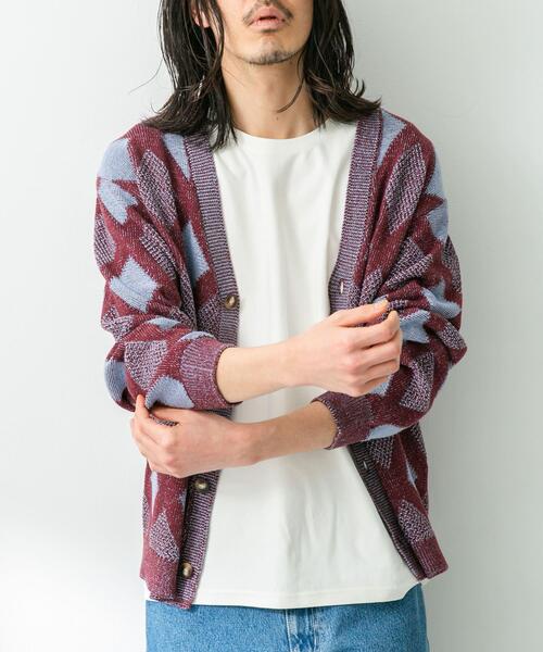 URBAN RESEARCH Sonny Label（アーバンリサーチサニーレーベル）の「ジャガードVネックニットカーディガン（カーディガン/ボレロ・メンズ・ボルドー/グリーン/オフホワイト・MEDIUM/LARGE）」の12枚目の写真