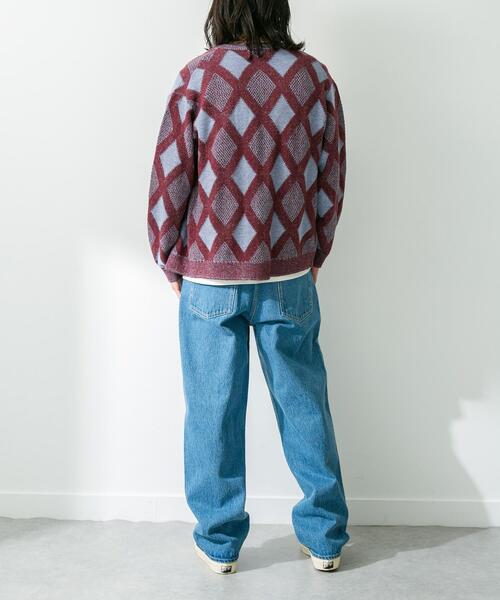 URBAN RESEARCH Sonny Label(アーバンリサーチサニーレーベル)の「ジャガードVネックニットカーディガン(カーディガン/ボレロ・メンズ・ボルドー/グリーン/オフホワイト・MEDIUM/LARGE)」の8枚目の写真