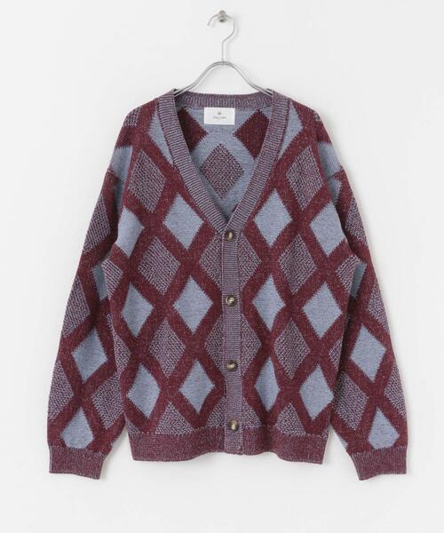 URBAN RESEARCH Sonny Label(アーバンリサーチサニーレーベル)の「ジャガードVネックニットカーディガン(カーディガン/ボレロ・メンズ・ボルドー/グリーン/オフホワイト・MEDIUM/LARGE)」の7枚目の写真