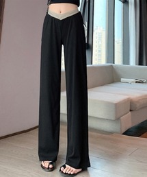 マタニティパンツローウエストワイドパンツ