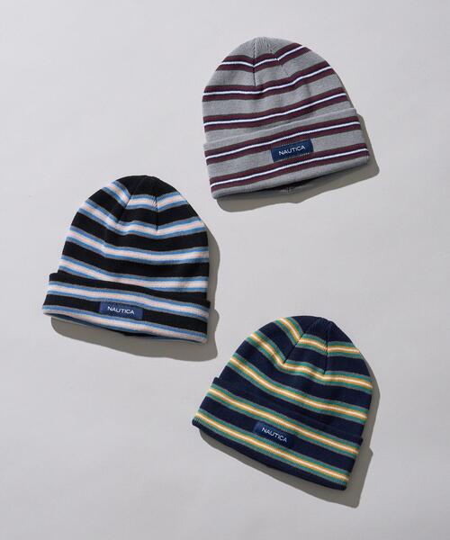 NAUTICA(ノーティカ)の「WEGO/NAUTICA STRIPS KNIT WATCH(ニットキャップ/ビーニー・レディース・グレー/ネイビー/ブラック・FREE)」の4枚目の写真