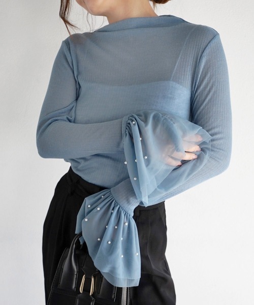 スリーブパールシアートップス（Tシャツ/カットソー）｜Rashik（ラシク）