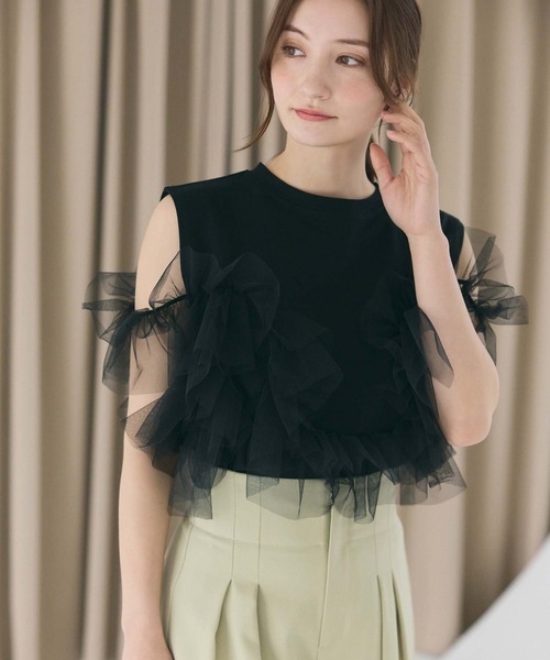 fifth（フィフス）の「チュールドッキングフリルトップス（Tシャツ/カットソー・レディース・ホワイト/ブラック・M）」の12枚目の写真