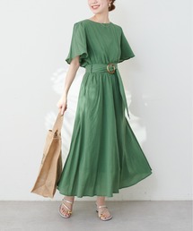 natural couture | 【WEB限定】フレア袖太ベルトワンピース(ワンピース)