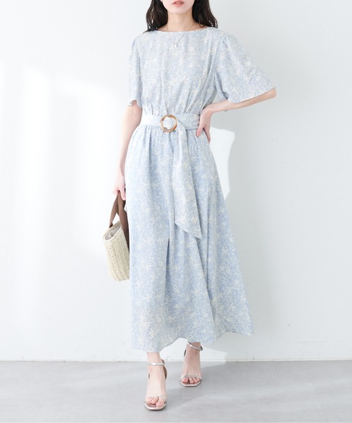 natural couture（ナチュラルクチュール）の「【WEB限定】フレア袖太ベルトワンピース（ワンピース・レディース・ブルー/ブラック/ライトベージュ/グリーン/その他2/その他1/パープル・FREE）」の12枚目の写真