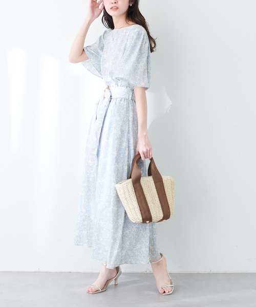 natural couture（ナチュラルクチュール）の「【WEB限定】フレア袖太ベルトワンピース（ワンピース・レディース・ブルー/ブラック/ライトベージュ/グリーン/その他2/その他1/パープル・FREE）」の13枚目の写真