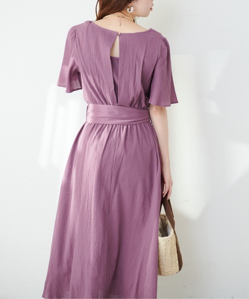 natural couture（ナチュラルクチュール）の「【WEB限定】フレア袖太ベルトワンピース（ワンピース・レディース・ブルー/ブラック/ライトベージュ/グリーン/その他2/その他1/パープル・FREE）」の11枚目の写真