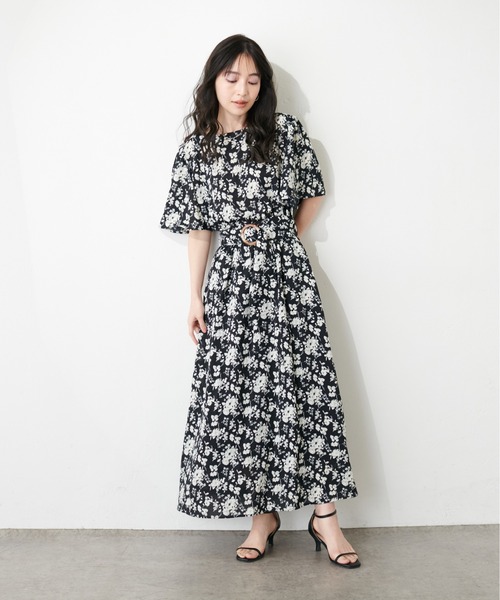 natural couture（ナチュラルクチュール）の「【WEB限定】フレア袖太ベルトワンピース（ワンピース・レディース・ブルー/ブラック/ライトベージュ/グリーン/その他2/その他1/パープル・FREE）」の18枚目の写真