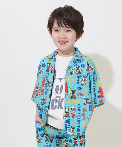 Disney（ディズニー）の「親子お揃い ディズニー 総柄リゾートシャツ 9495K（ボトムス別売）（シャツ/ブラウス・キッズ・ライトグリーン系1/ブラック・90cm/100cm/110cm/120cm/130cm/140cm/150cm/80ｃｍ）」の2枚目の写真