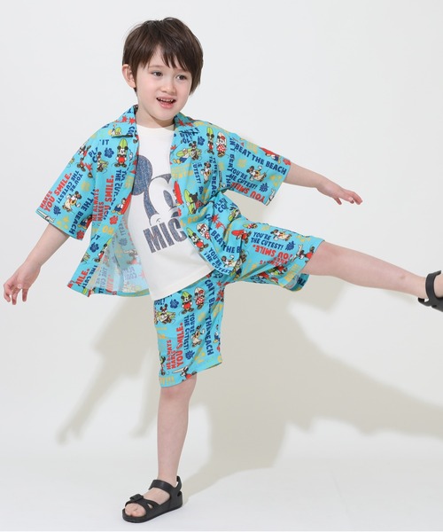 Disney（ディズニー）の「親子お揃い ディズニー 総柄リゾートシャツ 9495K（ボトムス別売）（シャツ/ブラウス・キッズ・ライトグリーン系1/ブラック・90cm/100cm/110cm/120cm/130cm/140cm/150cm/80ｃｍ）」の4枚目の写真