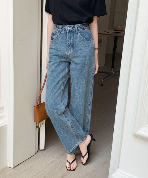kirakiraShop（キラキラショップ）の「カットオフ ポケット ストレート デニム（デニムパンツ・レディース・ブルー・M/S/XL/L）」の19枚目の写真
