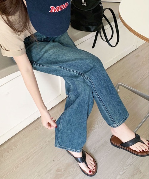 kirakiraShop（キラキラショップ）の「カットオフ ポケット ストレート デニム（デニムパンツ・レディース・ブルー・M/S/XL/L）」の14枚目の写真