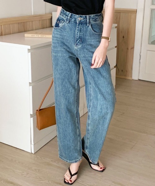 kirakiraShop（キラキラショップ）の「カットオフ ポケット ストレート デニム（デニムパンツ・レディース・ブルー・M/S/XL/L）」の17枚目の写真