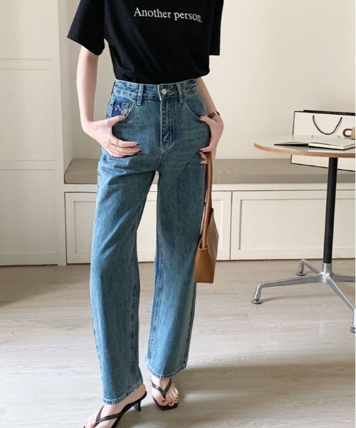 kirakiraShop（キラキラショップ）の「カットオフ ポケット ストレート デニム（デニムパンツ・レディース・ブルー・M/S/XL/L）」の21枚目の写真