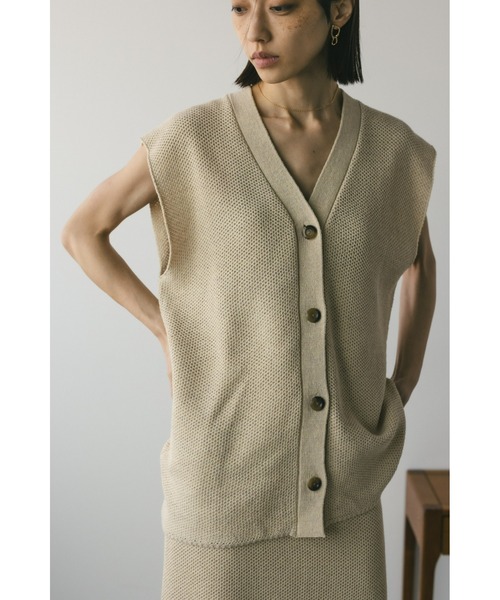 STYLEMIXER（スタイルミキサー）の「リネンミックスニットベスト（ベスト・レディース・ベージュ/ブラック・FREE）」の2枚目の写真