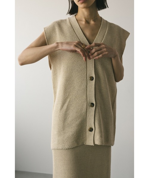 STYLEMIXER（スタイルミキサー）の「リネンミックスニットベスト（ベスト・レディース・ベージュ/ブラック・FREE）」の12枚目の写真