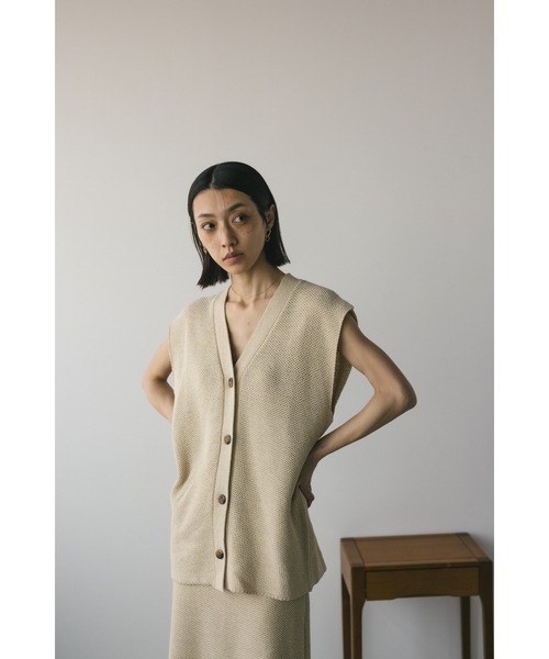 STYLEMIXER（スタイルミキサー）の「リネンミックスニットベスト（ベスト・レディース・ベージュ/ブラック・FREE）」の9枚目の写真