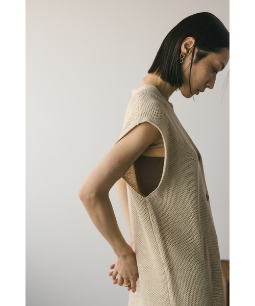 STYLEMIXER（スタイルミキサー）の「リネンミックスニットベスト（ベスト・レディース・ベージュ/ブラック・FREE）」の6枚目の写真