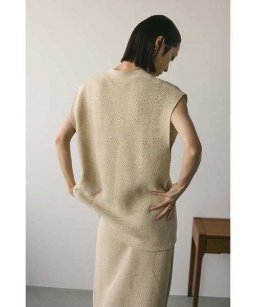 STYLEMIXER（スタイルミキサー）の「リネンミックスニットベスト（ベスト・レディース・ベージュ/ブラック・FREE）」の5枚目の写真