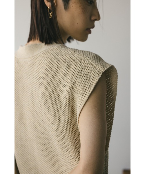 STYLEMIXER（スタイルミキサー）の「リネンミックスニットベスト（ベスト・レディース・ベージュ/ブラック・FREE）」の4枚目の写真
