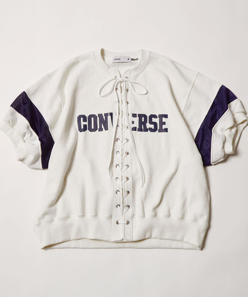 kotohayokozawa（コトハヨコザワ）の「【CONVERSE TOKYO × kotohayokozawa】LACEUP LOGO PULLOVER（Tシャツ/カットソー・レディース・ネイビー/ホワイト・FREE）」の5枚目の写真