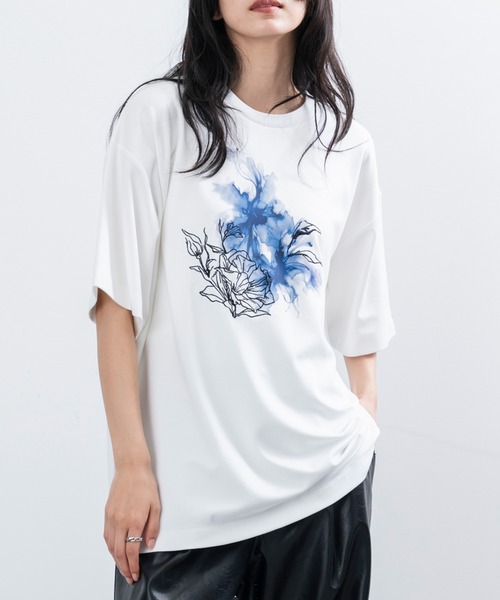 JUNRED（ジュンレッド）の「フラワーデコオーバーTシャツ（Tシャツ/カットソー・メンズ・ブラック/ホワイト・L/M/S）」の21枚目の写真