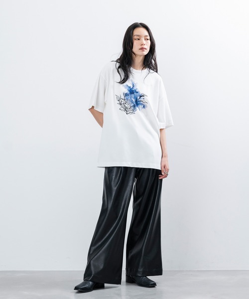 JUNRED（ジュンレッド）の「フラワーデコオーバーTシャツ（Tシャツ/カットソー・メンズ・ブラック/ホワイト・L/M/S）」の19枚目の写真