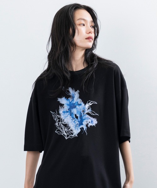 JUNRED（ジュンレッド）の「フラワーデコオーバーTシャツ（Tシャツ/カットソー・メンズ・ブラック/ホワイト・L/M/S）」の7枚目の写真