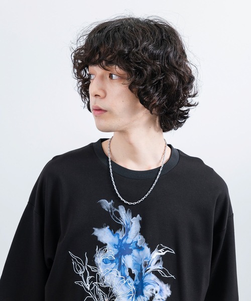JUNRED（ジュンレッド）の「フラワーデコオーバーTシャツ（Tシャツ/カットソー・メンズ・ブラック/ホワイト・L/M/S）」の4枚目の写真