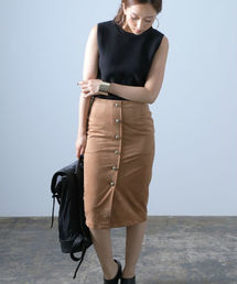 AZUL by moussy | フェイクスェード下ボタンタイトスカート(スカート)