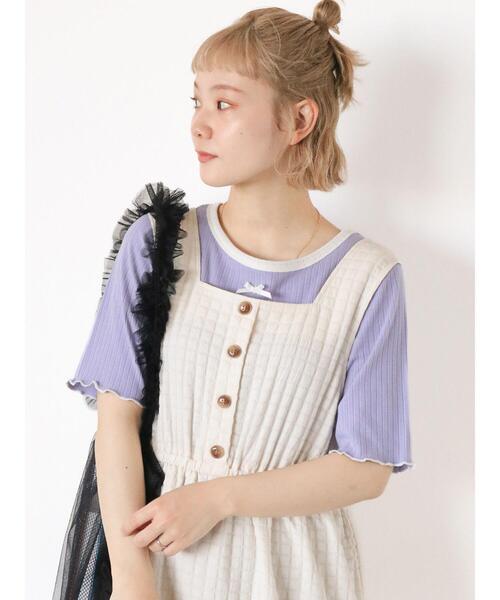 ehka sopo（エヘカソポ）の「リボントリムカットソー（Tシャツ/カットソー・レディース・ブラック/サックスブルー/オフホワイト/イエロー・F）」の4枚目の写真