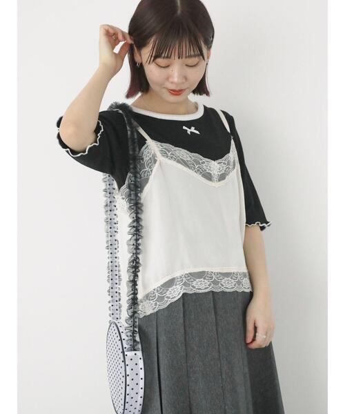 ehka sopo（エヘカソポ）の「リボントリムカットソー（Tシャツ/カットソー・レディース・ブラック/サックスブルー/オフホワイト/イエロー・F）」の14枚目の写真