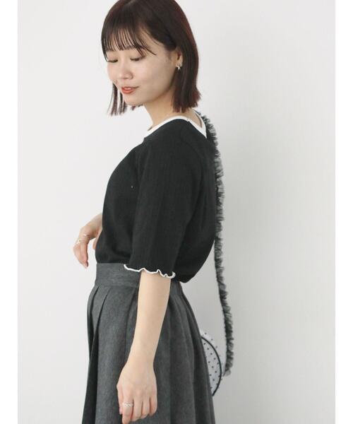 ehka sopo（エヘカソポ）の「リボントリムカットソー（Tシャツ/カットソー・レディース・ブラック/サックスブルー/オフホワイト/イエロー・F）」の15枚目の写真