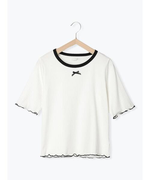 ehka sopo（エヘカソポ）の「リボントリムカットソー（Tシャツ/カットソー・レディース・ブラック/サックスブルー/オフホワイト/イエロー・F）」の22枚目の写真