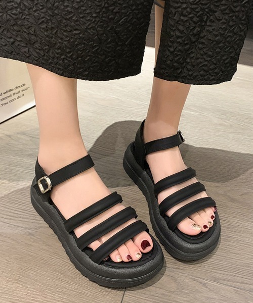 Miniministore(ミニミニストア)の「厚底サンダル スポーツサンダル 韓国風(サンダル・レディース・ブラック/アイボリー/カーキ・23.5cm/23.0cm/22.5cm/25.0cm/24.5cm/24.0cm)」の4枚目の写真