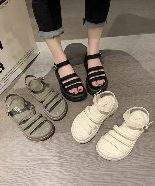 Miniministore(ミニミニストア)の「厚底サンダル スポーツサンダル 韓国風(サンダル・レディース・ブラック/アイボリー/カーキ・23.5cm/23.0cm/22.5cm/25.0cm/24.5cm/24.0cm)」の13枚目の写真
