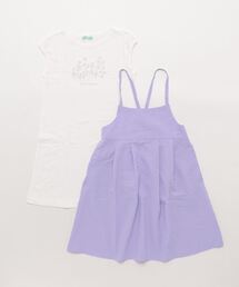 HAKKA KIDS | [ジュニアサイズ]シャーリングチェックキャミワンピ＆ロングチュニックセット(チュニック)