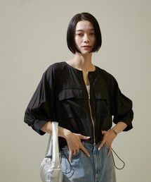 【WEB限定】ハーフスリーブシアージップブルゾン【洗える】