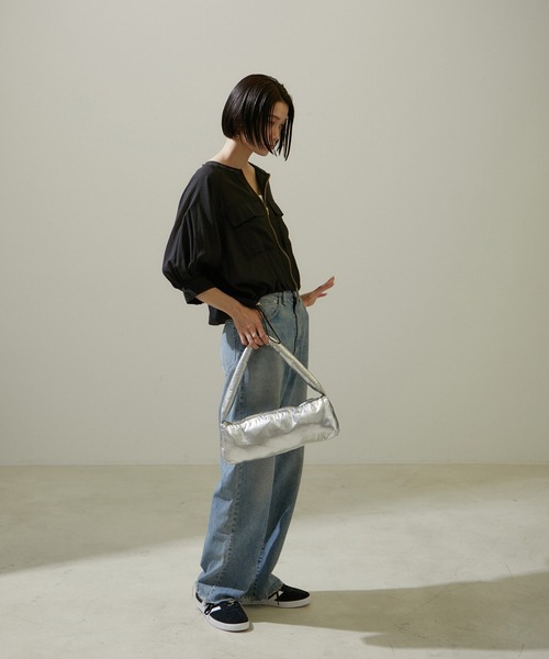 SALON adam et rope'（サロン アダム エ ロペ）の「【WEB限定】ハーフスリーブシアージップブルゾン【洗える】（ブルゾン・レディース・オフホワイト/ブラック・FREE）」の16枚目の写真