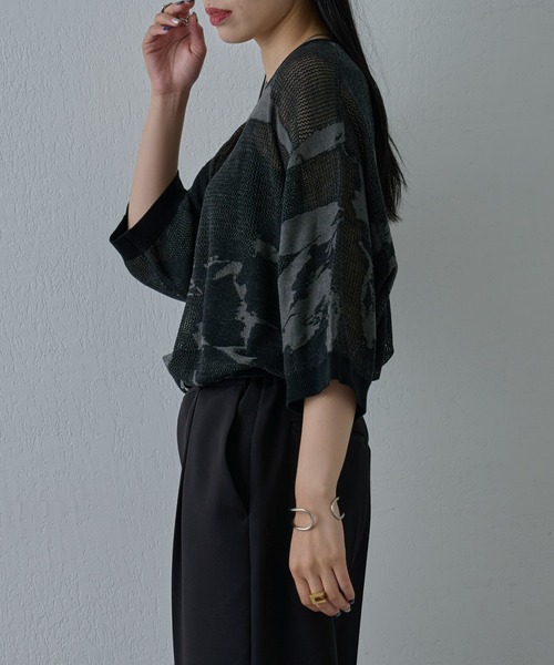 COLONY 2139（コロニートゥーワンスリーナイン）の「透かし編み柄ニットプルオーバー（ニット/セーター・メンズ・ブルー/ブラック・MEDIUM/LARGE）」の6枚目の写真