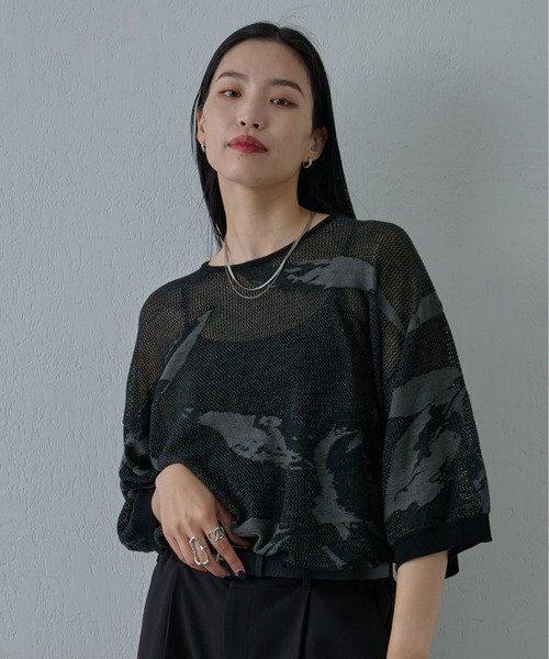 COLONY 2139（コロニートゥーワンスリーナイン）の「透かし編み柄ニットプルオーバー（ニット/セーター・メンズ・ブルー/ブラック・MEDIUM/LARGE）」の3枚目の写真