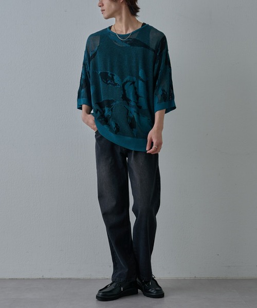 COLONY 2139（コロニートゥーワンスリーナイン）の「透かし編み柄ニットプルオーバー（ニット/セーター・メンズ・ブルー/ブラック・MEDIUM/LARGE）」の15枚目の写真